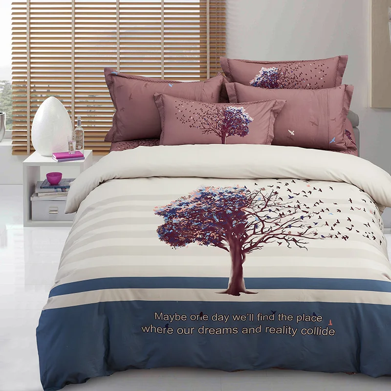 2017 جديد شجرة الفراش مجموعة المفرش يحدد المنسوجات المنزلية ملاءات السرير القطن حاف الغطاء شقة بالغين نوم السرير مجموعة juegos