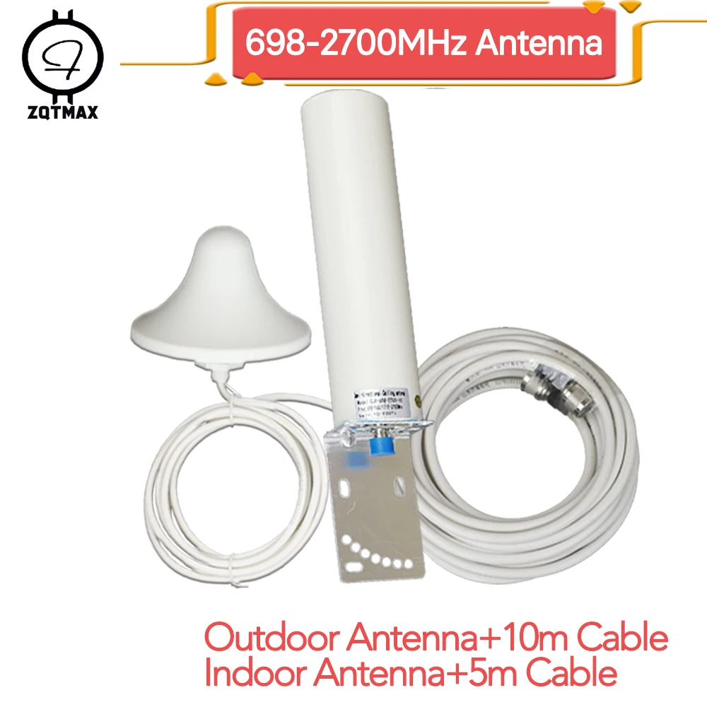 

ZQTMAX Signal Booster antenna for tri band repeater 4g lte amplifier 2g 3g repeater dcs 3g gsm repeater 900 1800 2100 mhz +cable