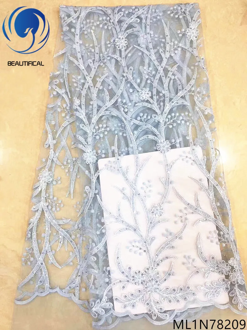 

Beautifical wholesale mesh lace fabric quality lace fabric with sequins guangzhou lace fabric 5 yards/lot for party ML1N782