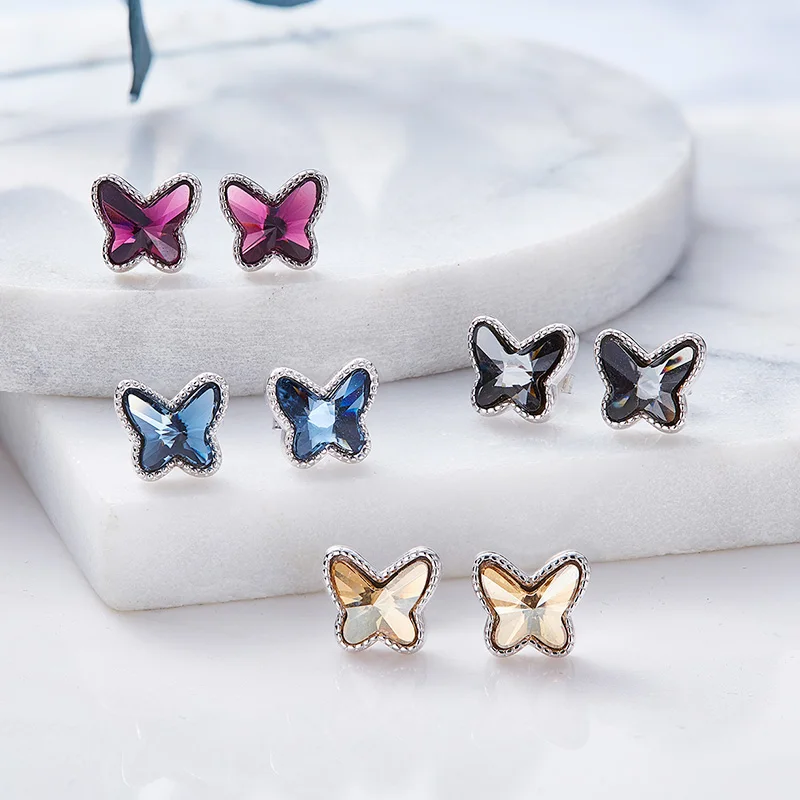 Женские серьги гвоздики из серебра 925 пробы с кристаллами|women earrings crystal|earrings rhinestone
