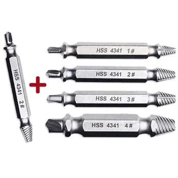 

5pcs High speed steel Double Side Damaged Screw Extractor Drill Bits Guide Set Out Remover Breakage Bolt Stud Tool Fastener Kit