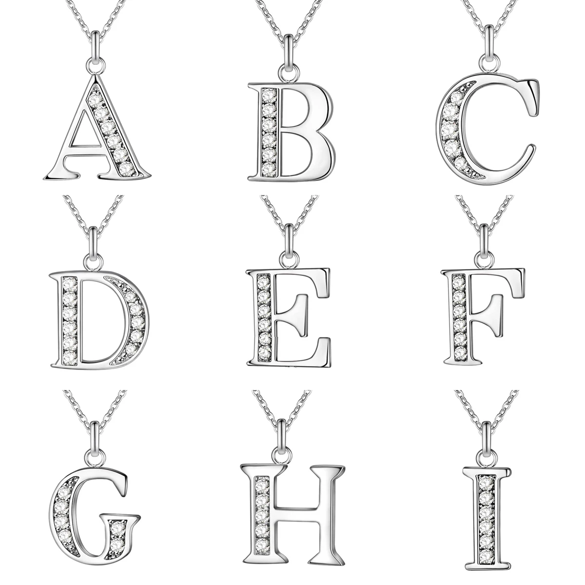 

26 letters silver 925 jewelry pendant necklace 925 sterling silver name necklace
