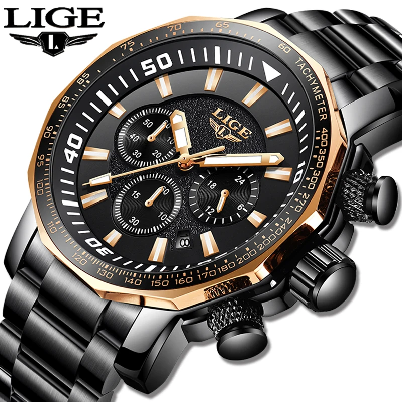 

High Quality Quartz Watch 2019LIGE Military Mens Watches Top Luxury Brand Sport Watch Man Waterproof Big Dial Male Clock Relogio