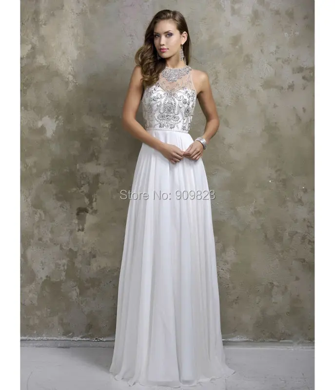 Diamonds Neck Prom Dresses