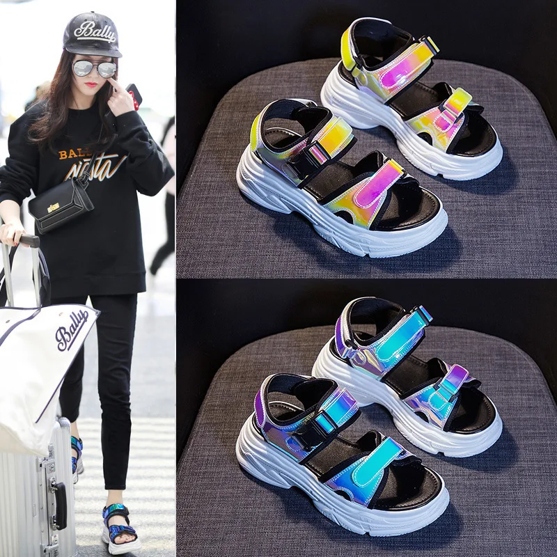 

Lady Fairy wind Thick bottom Sandals female 2019 New Korean Beach shoes wish exploding women's shoe