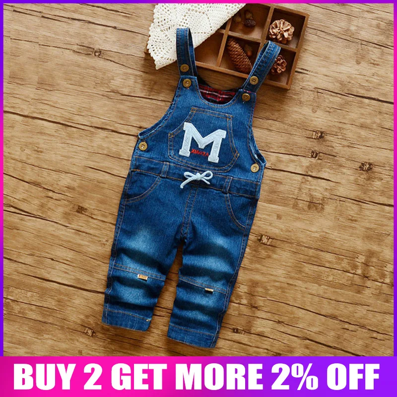 

BibiCola Spring Autumn Toddler Baby Strap Bib Denim Trousers Children Unisex Cotton M Pattern Suspenders Jeans Kid Overall Pants