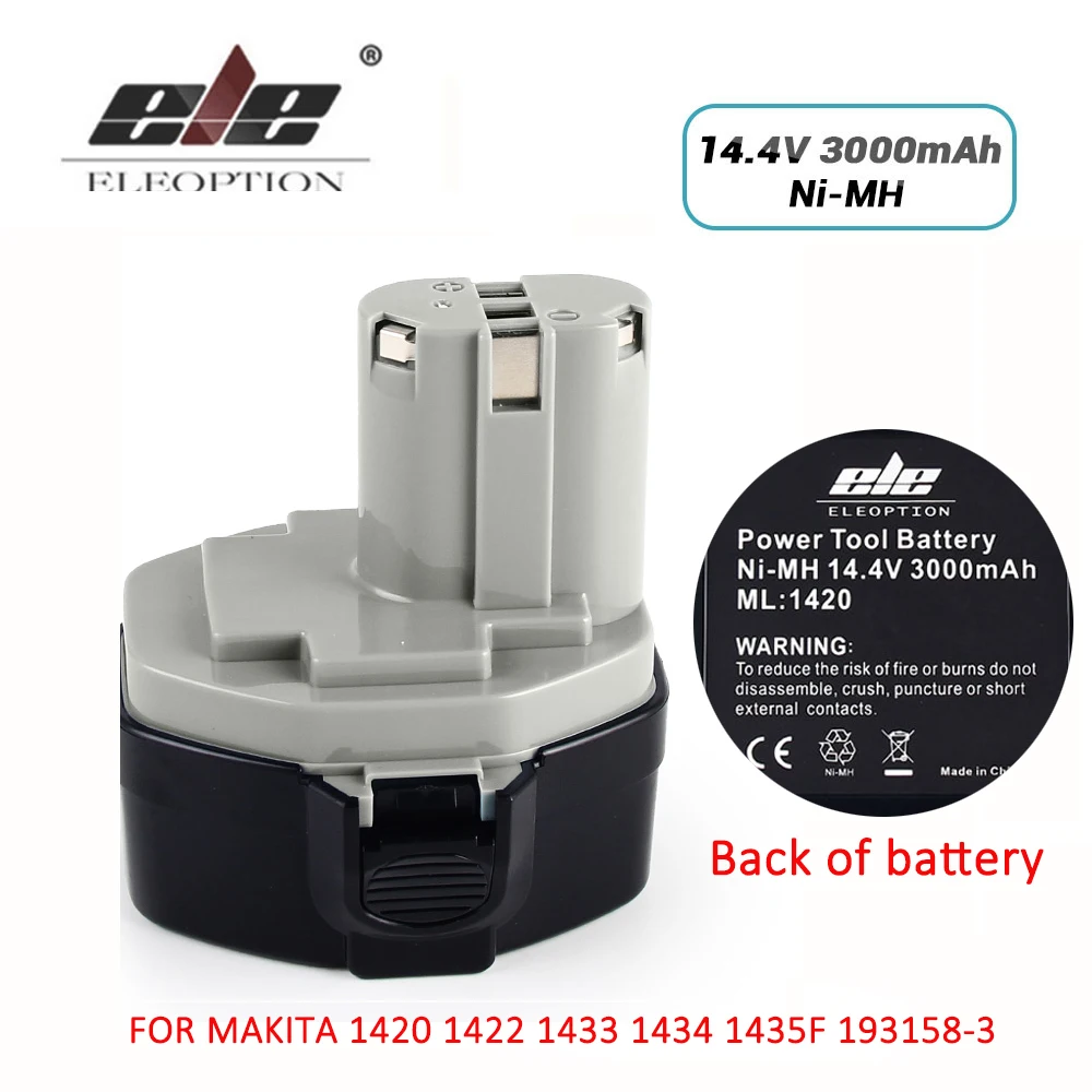 ELE ELEOPTION 14,4 V 3000mAh Ni-MH аккумулятор для MAKITA 14,4 V аккумулятор 1420 1422 1433 1434 1435F 193158-3 Аккумуляторный электроинструмент