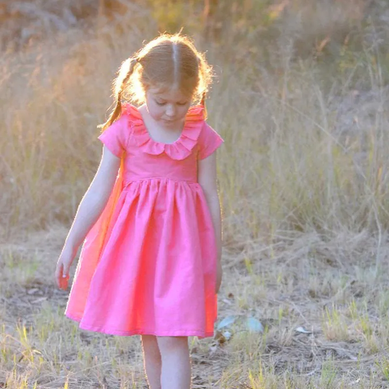 

Solid Color Dress for Girls Toddler Cotton Ruffle Dress Vestidos Baby Girl Clothes Princess Summer Girl Dresses Costume D0831