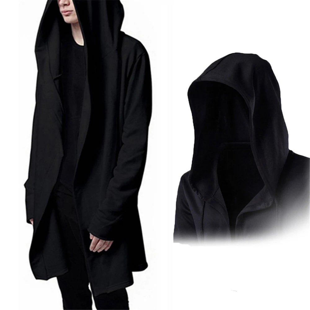 Helisopus Men Hooded Sweatshirts With Black Gown Hip Hop Hoodies Long Sleeve Cloak Outwear Jacket Plus size Streetwear Helisopus Men Hooded Sweatshirts With Black Gown Hip Hop Hoodies Long Sleeve Cloak Outwear Jacket Plus size Streetwear