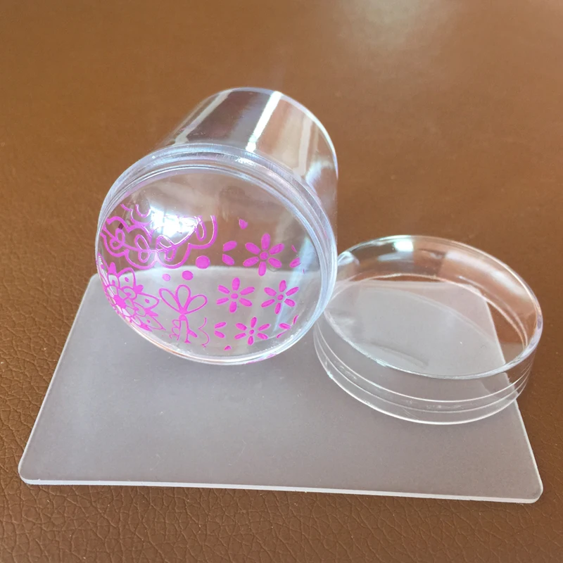 

2016 New 4cm XL Jelly Pure Clear Nail Stamper Scraper Set with Cap Silicone Refill Head Polish Print Manicure Stamping Tools