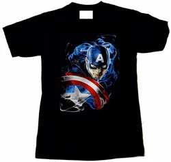 Marvel Мстители Капитан Америка Смоки маска для мужчин s черная футболка для мужчин футболки для девочек брендовая одежда забавная базовые