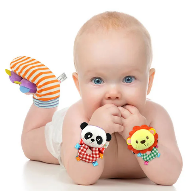 2017 Wrist Strap Rattles Animal Socks Toy New A Pair 2pcs/set 14cm*7cm Baby Infant Soft Handbells Hand Foot Developmental Toys | Игрушки и