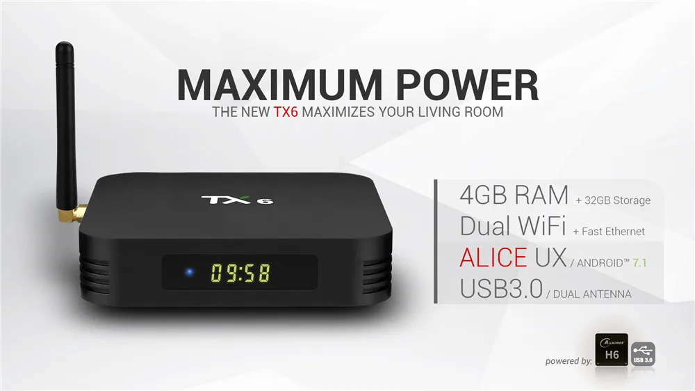 TX6 ТВ Box Android 7,1 4G Оперативная память 32G Встроенная память Allwinner H6 Quad core Декодер каналов кабельного телевидения 2,4 5 ГГц двойной Wifi BT 4,1 4 K HD H.265