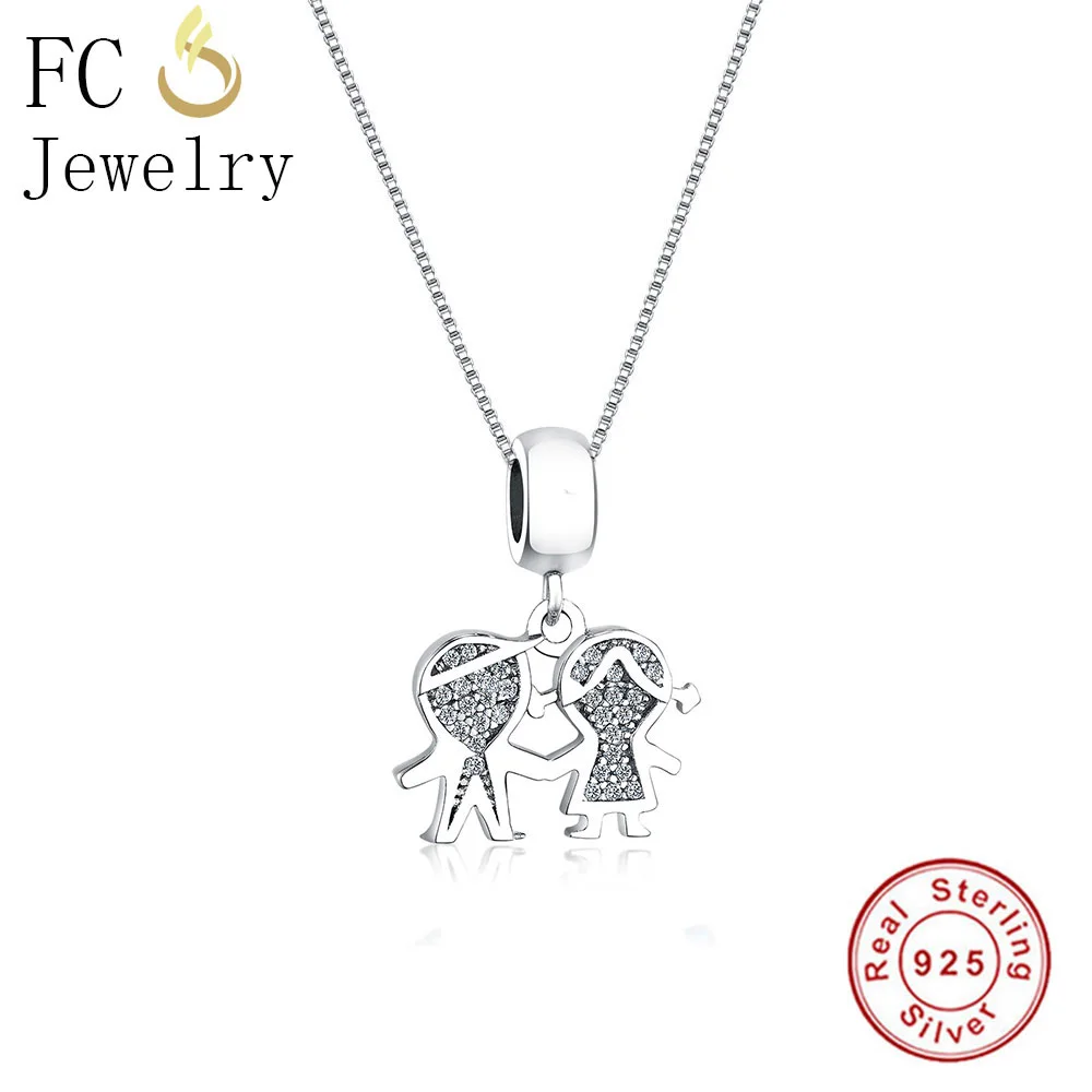 

FC Jewelry 925 Sterling Silver Boy Girl Mix Zirconia Crystal Statement Necklaces & Pendants Chain Women Choker Trinket Collar