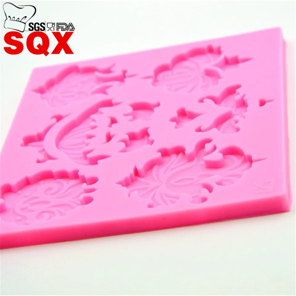 Continental relief Lace Shaped Silicone Mold Chocolate Jelly Pudding Mold Bakery Mold Cupcake SQ1582
