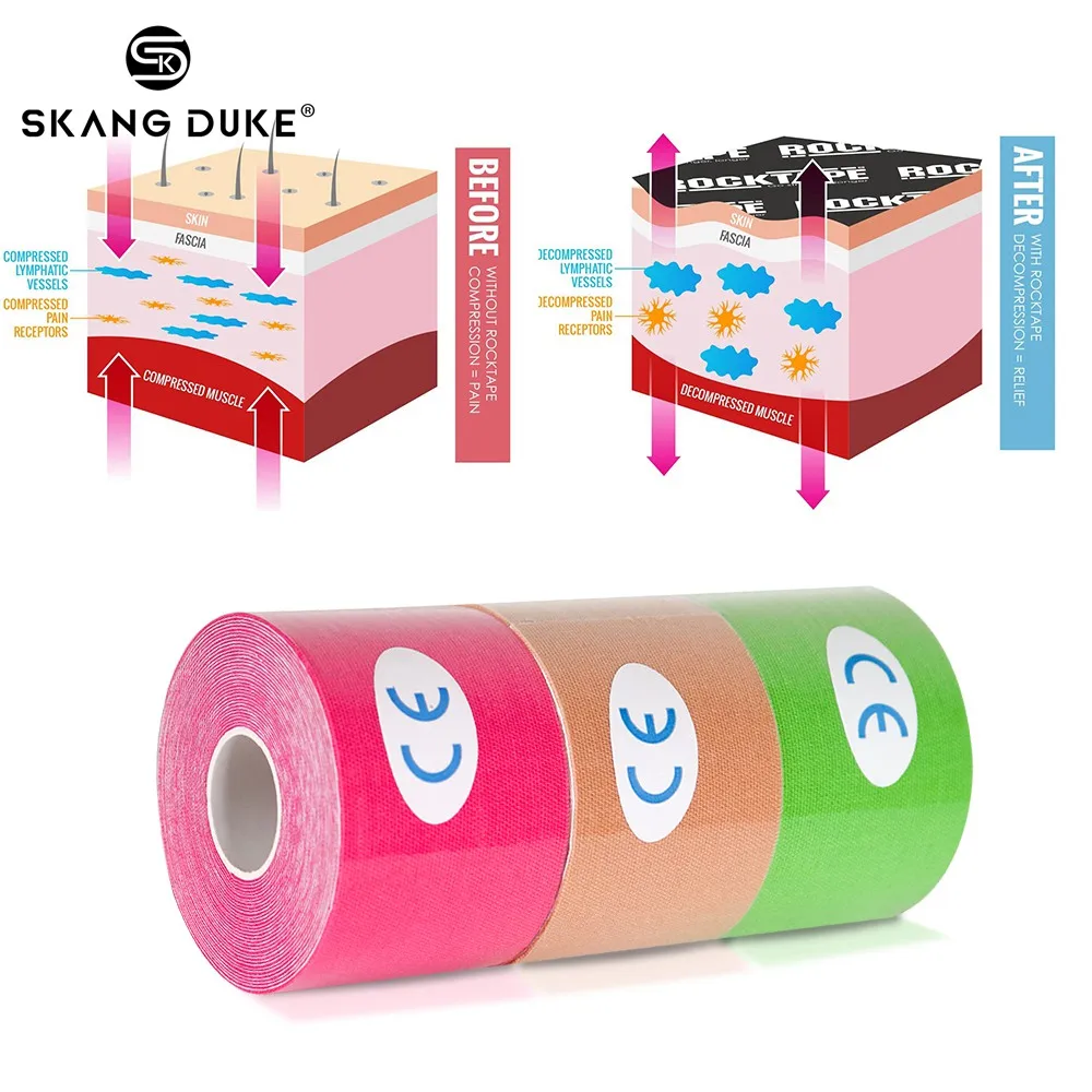 1pc 5M Kinesiology Tape Muscle Bandage Roll Cotton Elastic Knee Tape Kinesiology Waterproof Sports Fitness Gym Muscle Pain