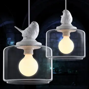 

Europea E27 bulb Bird chandelier led lamps living room led chandeliers retro art glass led lustre chandeliers lighting