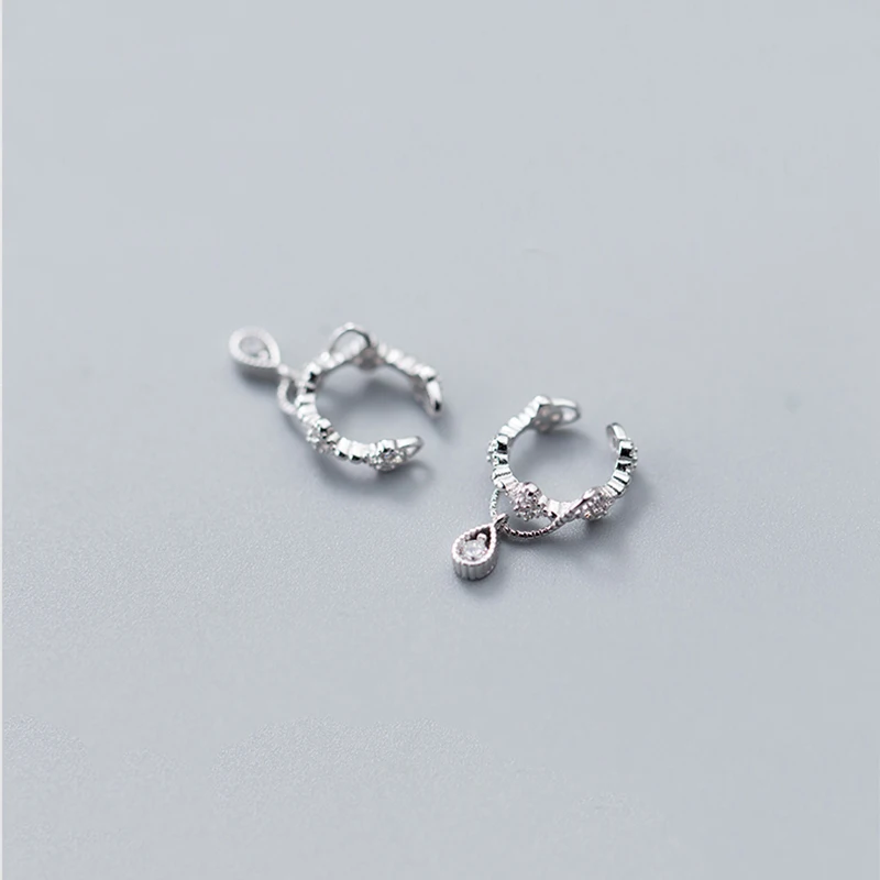 Серьги клипсы Peri'sBox 925 Серебряные стразы для женщин минималистичные серьги