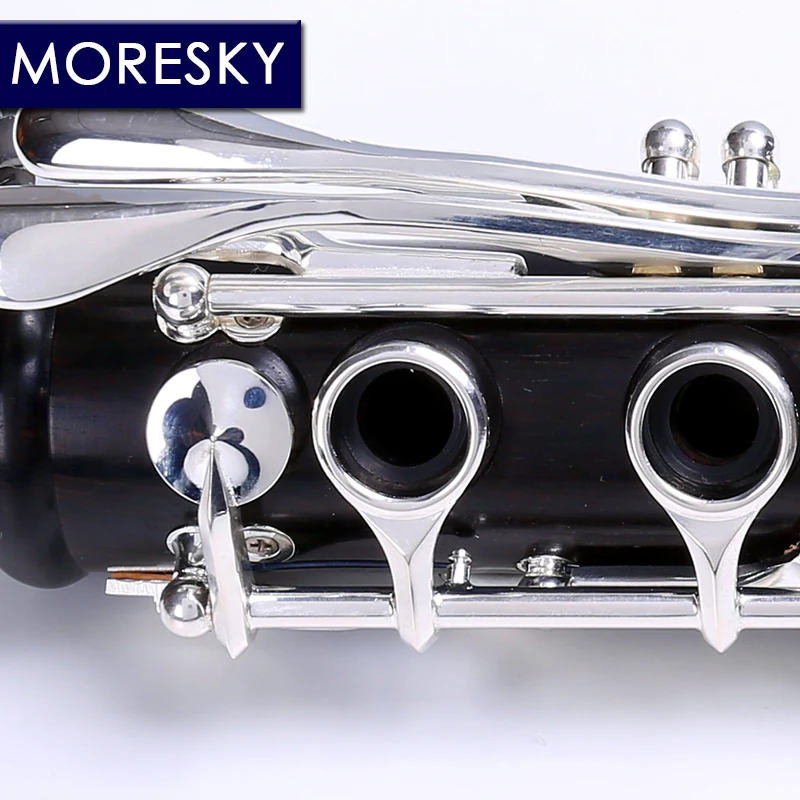 MORESKY Professional кларнет из черного дерева bB tone 17 или 18 Key Посеребренная массива