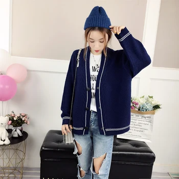 

New fall 2018 women's wear academy style matching pretty blue knit sweater