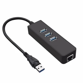 

100pcs 3 Port USB 3.0 Hub 10/100/1000Mbps Gigabit Ethernet Adapter USB to RJ45 Lan Network Card for Windows MacOS laptop