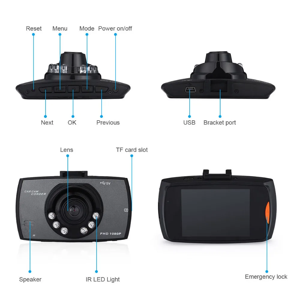 Новейший автомобильный видеорегистратор с 2 5 дюймовым ЖК дисплеем HD 1080P