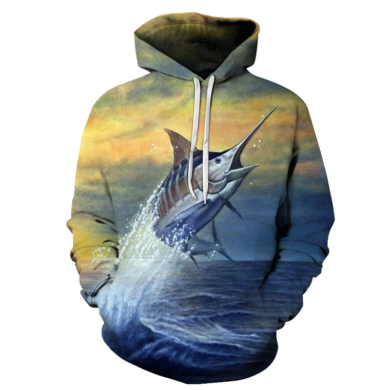 

2019 new 3D fish hoodie sweatshirt men's pullover casual sport suit trendy streetwear brand hoodie novelty coat Asian size s-6xl