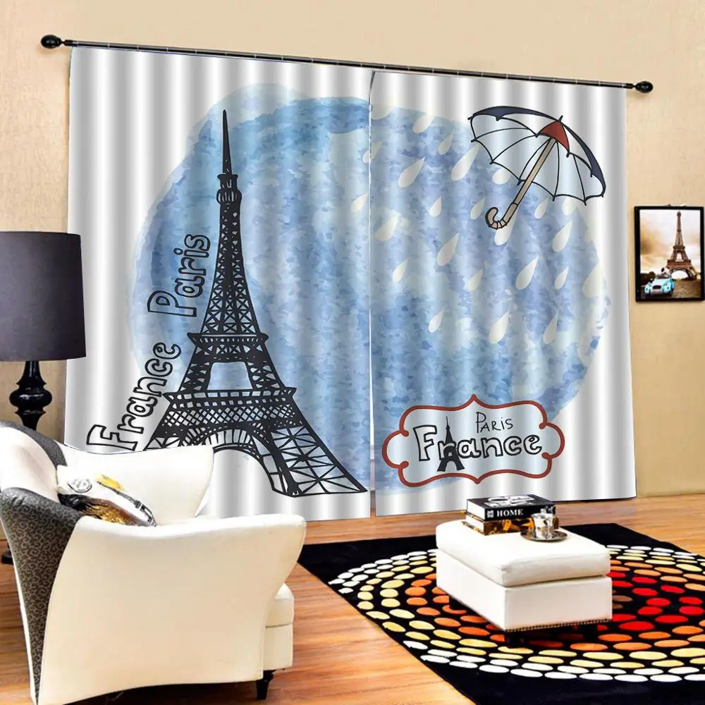 

blue curtains scenery curtain Nature Art Print, Drapes Living room Bedroom Decor 2 Panels HooksWindow Curtains