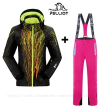 Женские лыжные костюмы, куртки+ штаны, теплые зимние водонепроницаемые лыжные костюмы для сноубординга, лыжная куртка и штаны