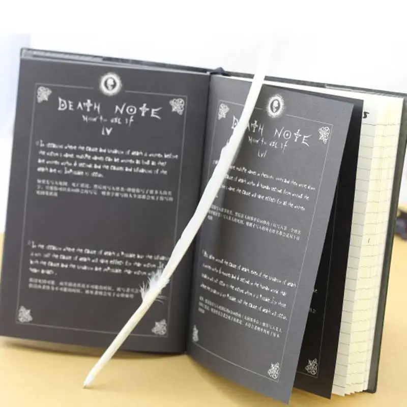 Hot Anime Death Note Notebook Feather Pen Suit Black Note Book Quill Pen Cosplay