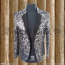 Мужской певец DJ гость звезда с таким же параграфом серебряный леопард градиент блейзеры костюм с блестками певица костюмы