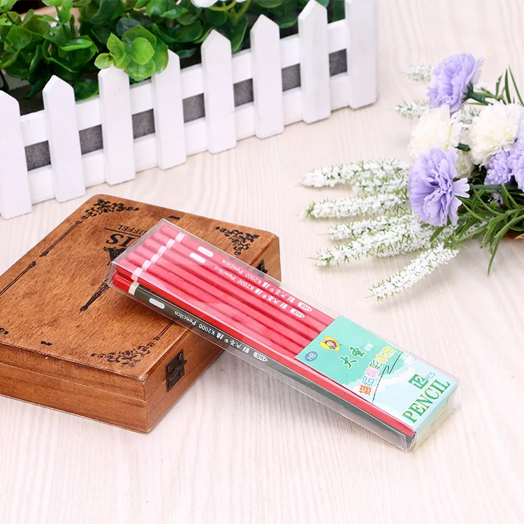 

Climemo pencil 12 transparent PVC boxed HB-stained hexagonal wooden lead pencil stationery drawing pencil set