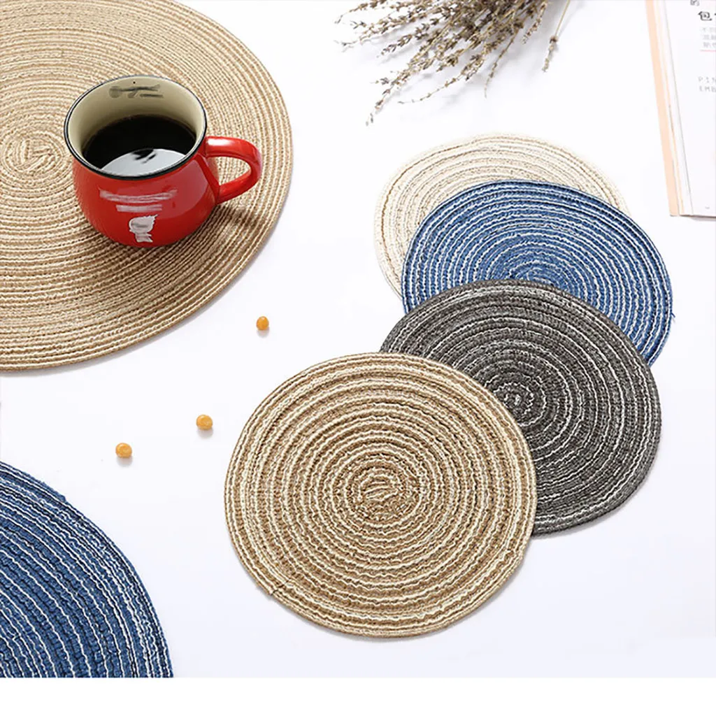 

ISHOWTIENDA Round Circle New Fashion Pvc Dining Table Placemat Kitchen Tool Tableware Pad Coaster Coffee Tea Place Mat Hot Sale