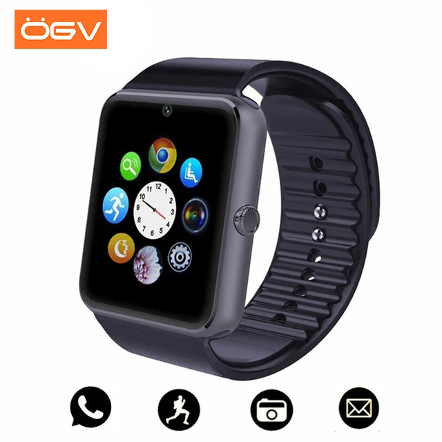 

OGV Bluetooth Smart Watch Men GT08 With Touch Screen Big Battery Support TF Sim Card Camera For IOS iPhone Android Phone