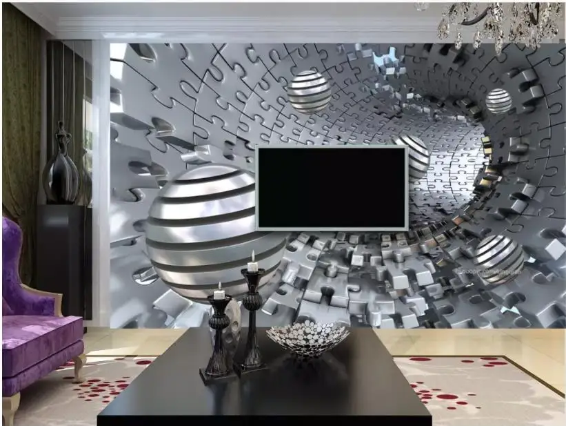 Custom Any Size Mural Wallpaper Abstract tunnel space stereo metal ball 3d background wall TV 3D Mural Wall Paper Custom Any Size Mural Wallpaper Abstract tunnel space stereo metal ball 3d background wall TV 3D Mural Wall Paper