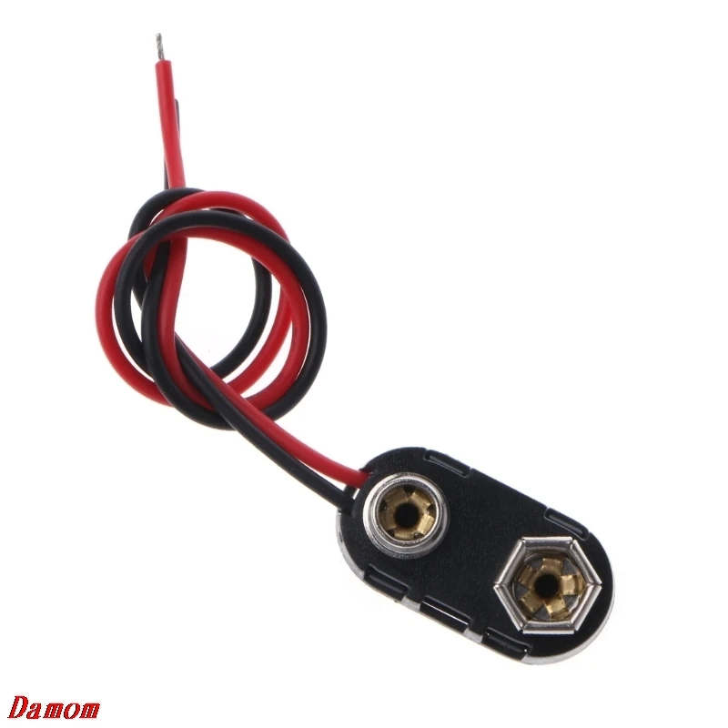 

PP3 9V Battery Clip Connector I Type Tinned Wire Leads 150mm Black Red Damom