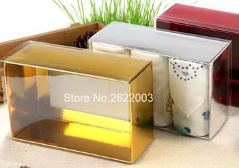

6x12x20cm Golden Color gift box containing box with pvc window,plastic window paper box 100pcs/lot