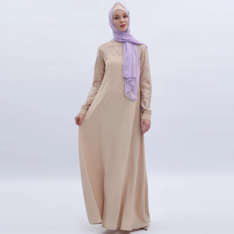 

Luxury Muslim Cardigan Kimono Elegant Long Gowns Jubah Middle East Eid Ramadan Islamic Sequins Abaya Full Dress Beading Chiffon