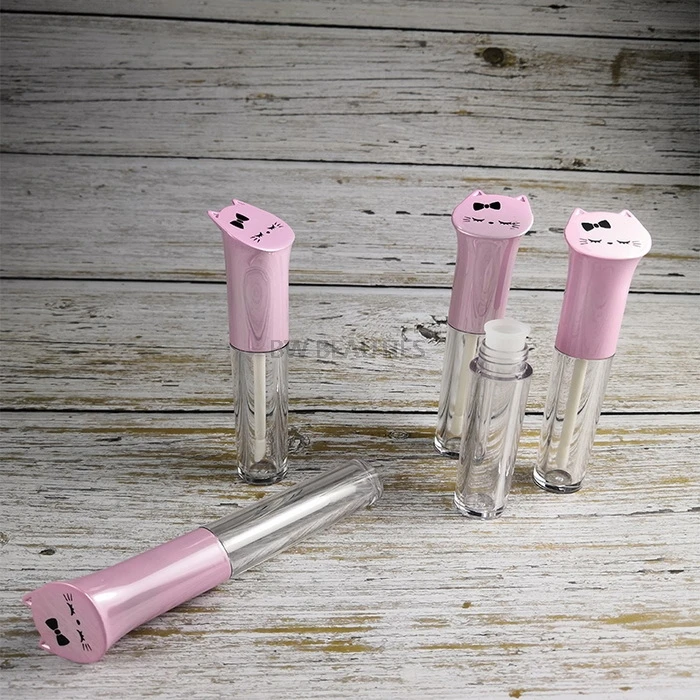 Cute Empty Lip Gloss Container With Pink Cap Round DIY Makeup Lip Oil