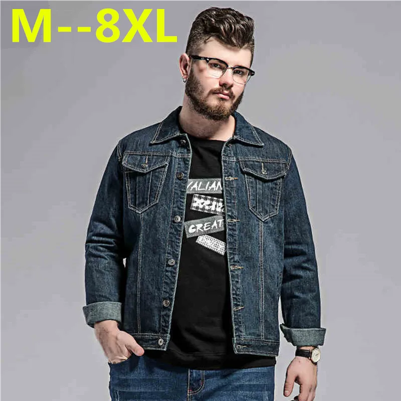 Большие размеры 10XL 9XL 8XL 6xl 2017new поступление мужские джинсовые куртки с карманами