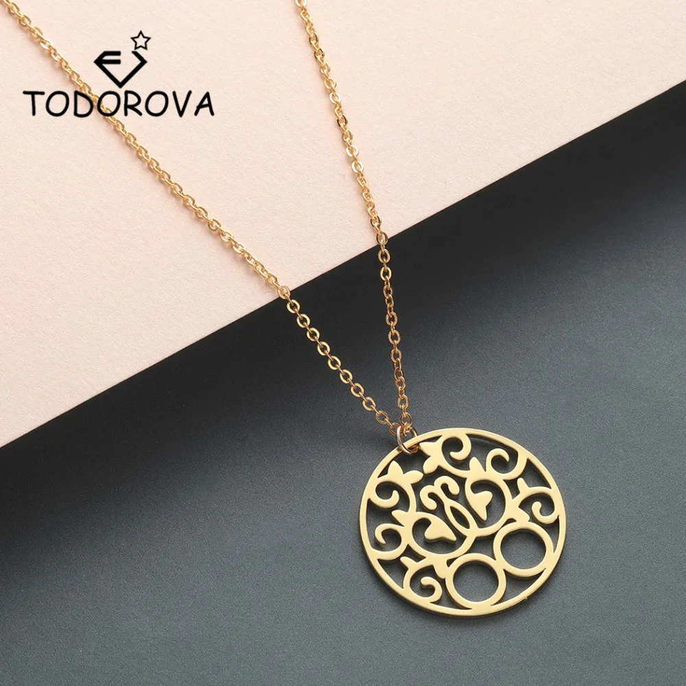 

Todorova Women Choker Stainless Steel Good Karma Pendant Necklace Lucky Charm Round Necklace Colar Chain Jewerly