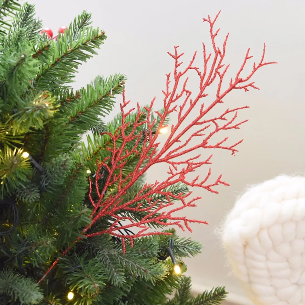 

(Pack of 5) Glittery Silver/Red/Golden/Blue Exquisite Artificial Flowers Leaves Christmas Tree Wreaths Decor Ornament