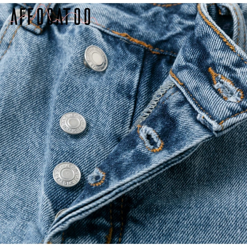 Afogatoo, повседневные джинсы с высокой талией, Женский светильник, синие пуговицы, looose, уличная одежда, женские джинсы, брюки, Осень-зима, Дамская нижняя часть