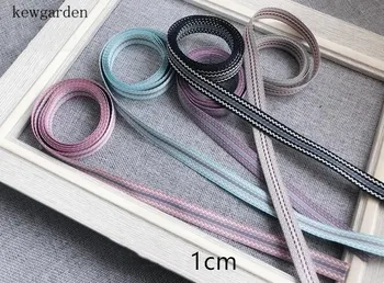 

Kewgarden 10mm 1cm Stripe Jacquard Ribbons Handmade Bowknot Satin Ribbon DIY Riband Garment Accessories 8M / Lot