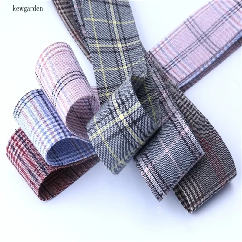 

Kewgarden 50mm 2" Plaid Cotton Layering Cloth Ribbons DIY Bowknot Satin Ribbon Handmade Tape Riband 4m/lot