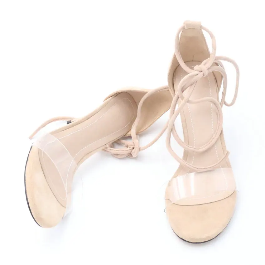 QUTAA/ г. Женские босоножки пикантная модная женская обувь пикантные вечерние однотонные женские босоножки на тонком высоком каблуке с перекрестной шнуровкой размеры 34-43