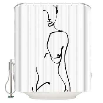 

Abstract Nude Extra Long Fabric Bath Shower Curtains Bathroom Decor Sets with 12 Hooks Polyester Home Decoration