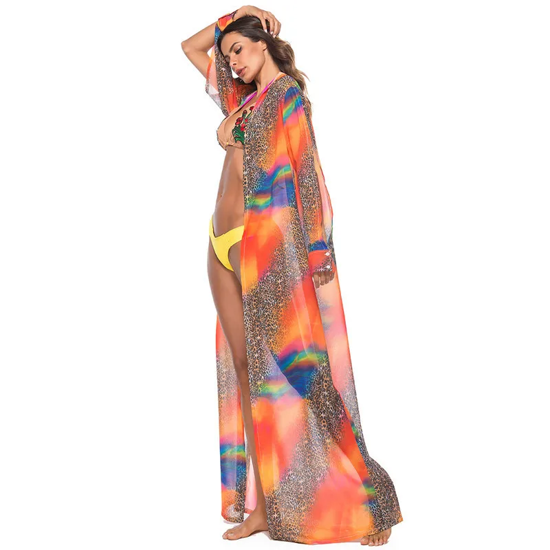 2018 Summer Beach Cover Up Chiffon Cardigan Tops Long (11)