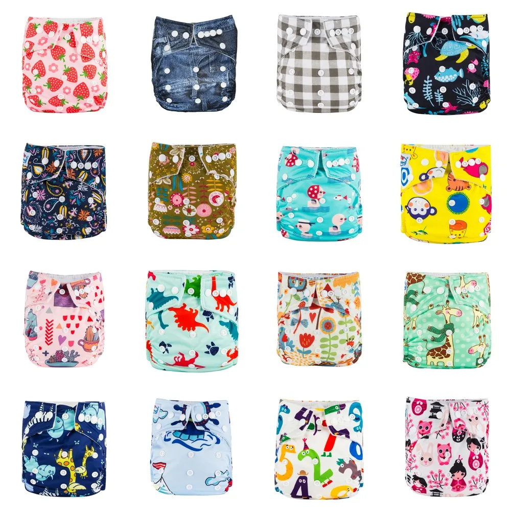

Newest Prints Super Quality Baby Cloth Diaper Washable Baby Pocket Nappy Reusable Diaper 25 pcs A Pack Diaper Pants Diaper Cover