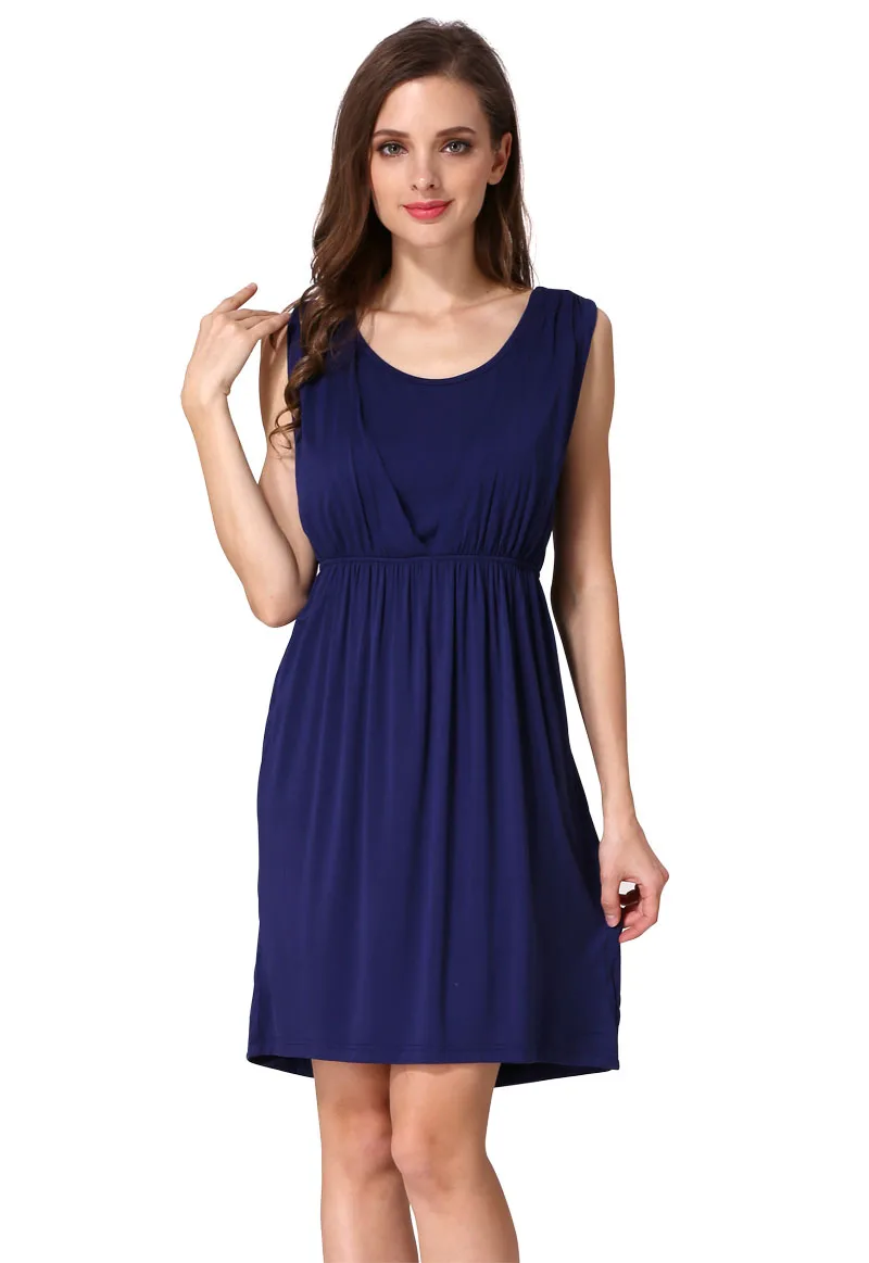 Emotion Moms v-образным вырезом летняя одежда для беременных Платья для кормящих женщин Одежда для беременных женщин платье для кормящих и беременных - Цвет: Синий